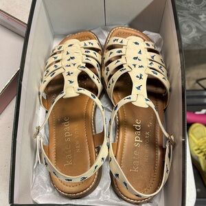 Kate Spade women Cream and Blue Patterned Sandals
